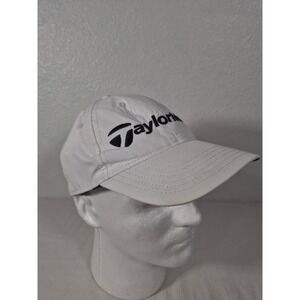 TaylorMade Golf Performance Adjustable Hat White Black Logo Mens Baseball Cap